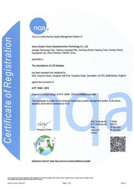 China Goldenvision Shenzhen Display Co.,Limited certification